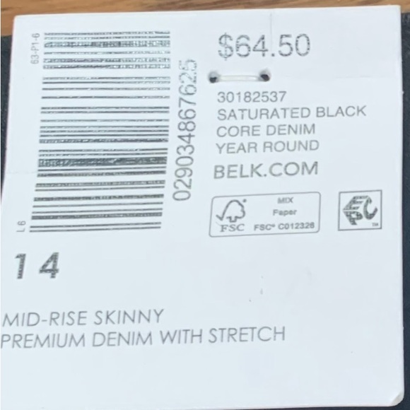 Crown & Ivory Women's Mid Rise Skinny Jeans | Size 14 | Saturated Black NEW!! - Picture 11 of 14